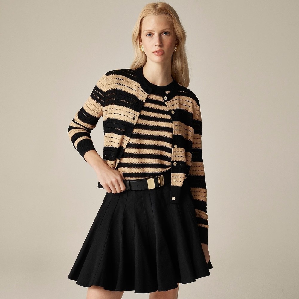 NWT!! J. CREW Godet Mini Skirt Black Chino Pleated Solid Pleats Preppy Size 2